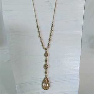 Monet Light Pink 26 Rhinestone Crystal Gold-tone 16 in. Necklace